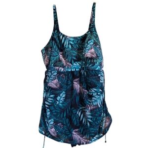 Swim By Cacique Lightly Lined No Wire Tropical One Piece Swimsuit Size 24